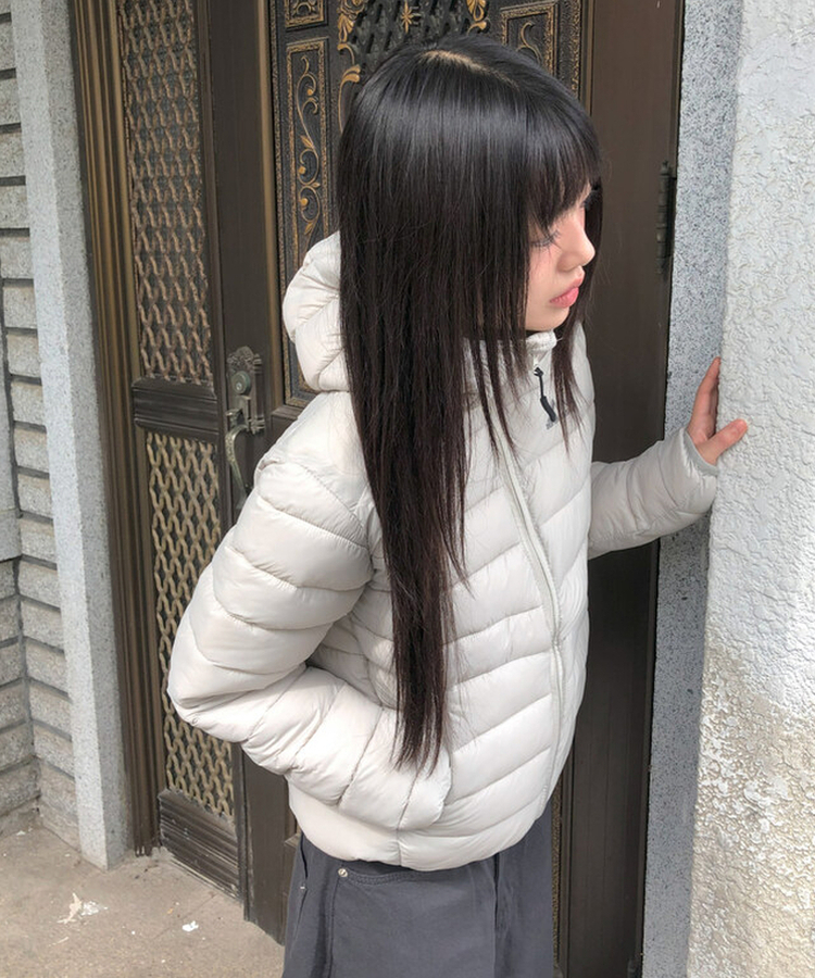 フードナイロン軽量ダウンジャンパー GRAY