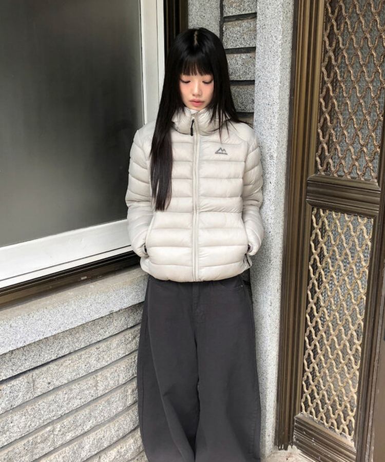 フードナイロン軽量ダウンジャンパー GRAY