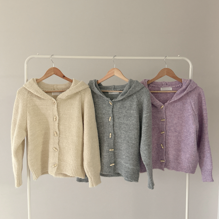 떡볶이 후드 보카시 니트 기디건