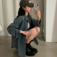 Made 소호 빈티지 자수 포켓 데님 카라셔츠 청남방 연청