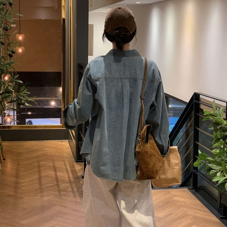 Made 소호 빈티지 자수 포켓 데님 카라셔츠 청남방 연청