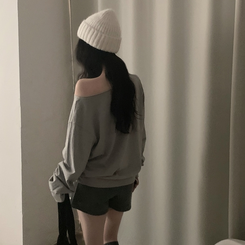 빈티지 넘버 프린팅 원숄더 롱슬리브 레터링 긴팔티셔츠 맨투맨 그레이