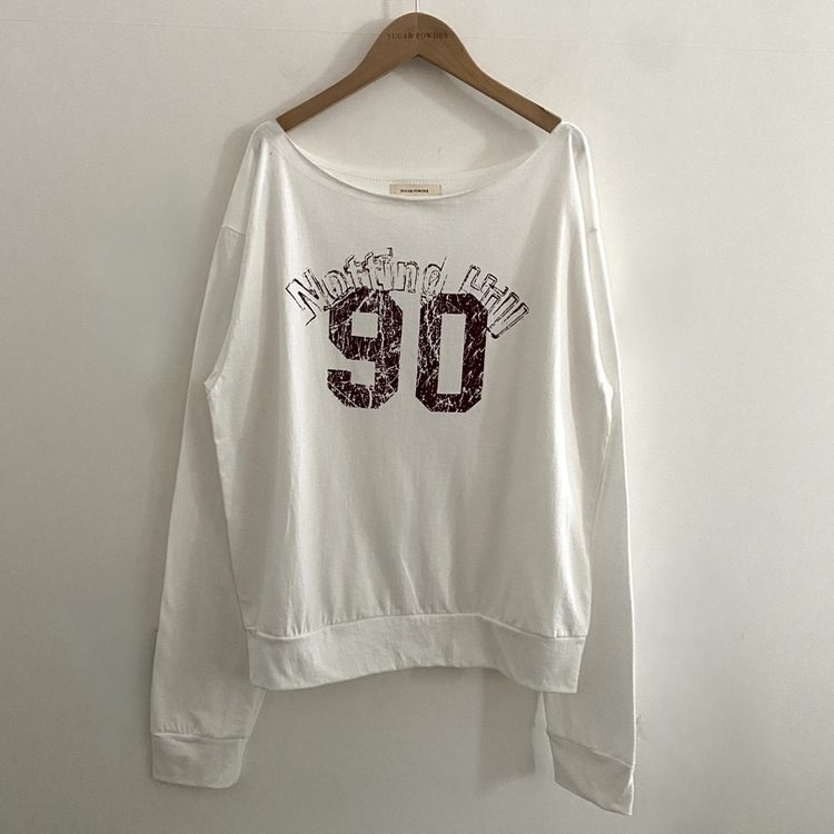 빈티지 넘버 프린팅 원숄더 롱슬리브 레터링 긴팔티셔츠 맨투맨