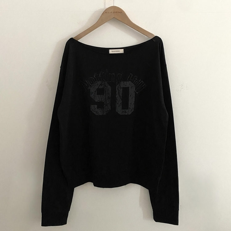 빈티지 넘버 프린팅 원숄더 롱슬리브 레터링 긴팔티셔츠 맨투맨