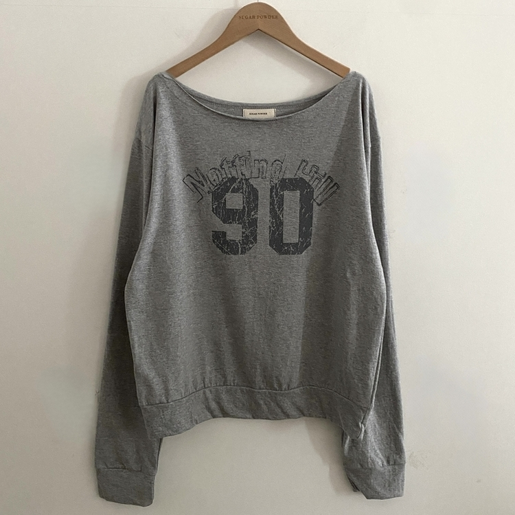 빈티지 넘버 프린팅 원숄더 롱슬리브 레터링 긴팔티셔츠 맨투맨