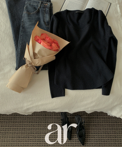 スクエアネックデイリー長袖ニット(7color)