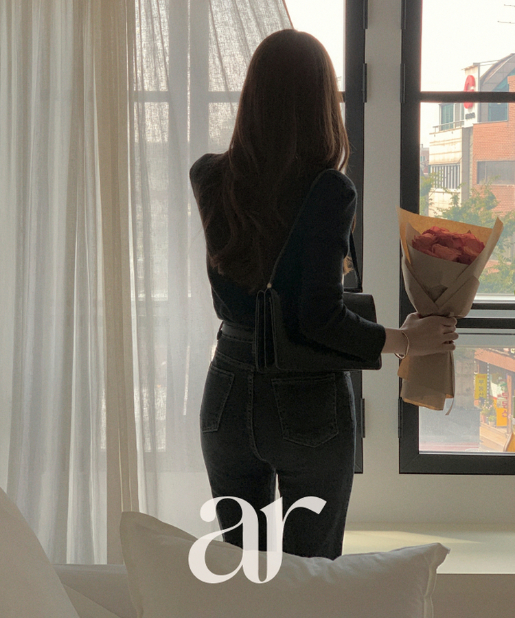 スクエアネックデイリー長袖ニット(7color) BLACK