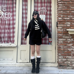 スエードロングブーツ BLACK