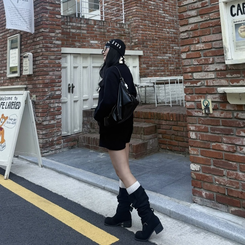 スエードロングブーツ BLACK