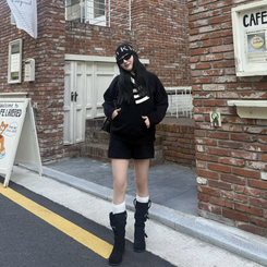 スエードロングブーツ BLACK