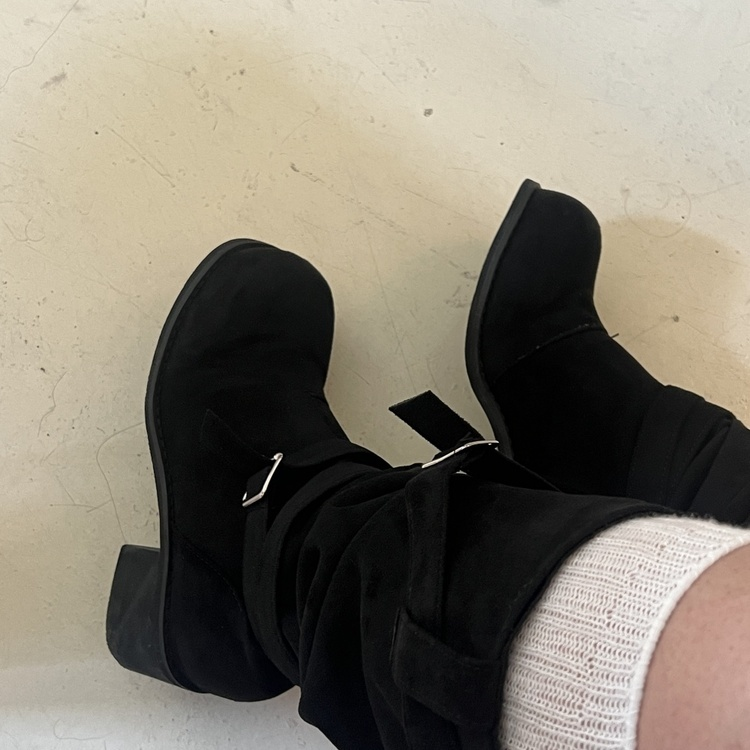 スエードロングブーツ BLACK