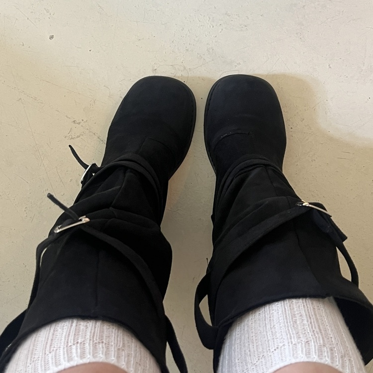 スエードロングブーツ BLACK