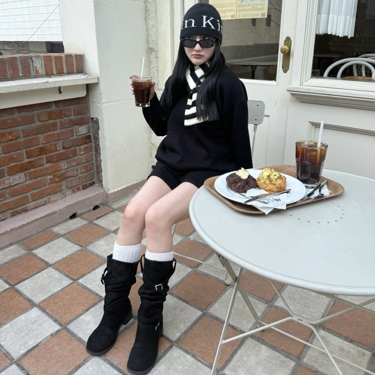 スエードロングブーツ BLACK