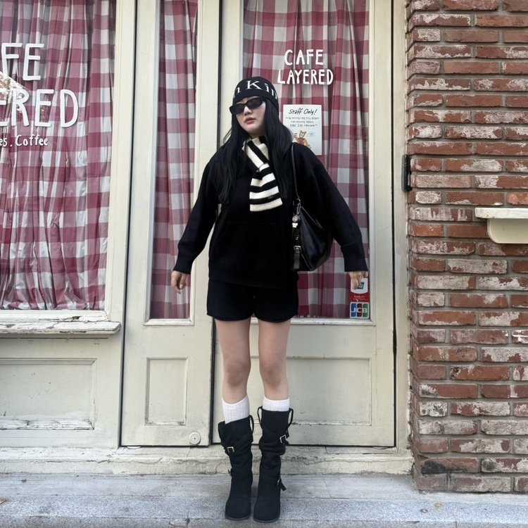 スエードロングブーツ BLACK