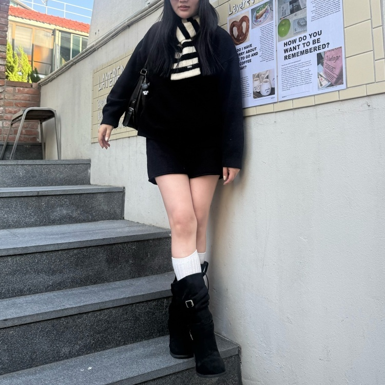 スエードロングブーツ BLACK