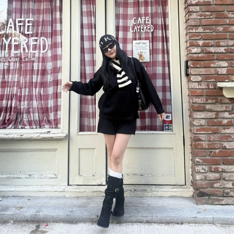 スエードロングブーツ BLACK