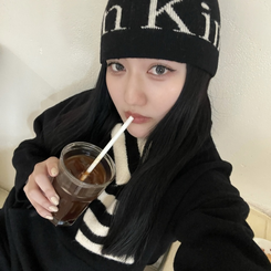 ストライプニットマフラー BLACK