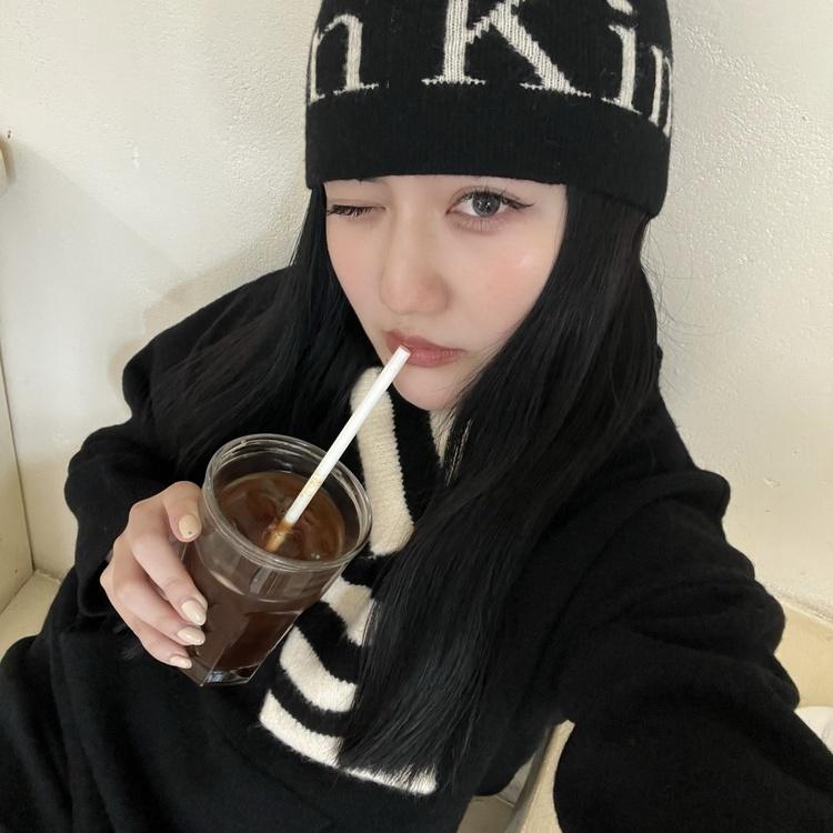 ストライプニットマフラー BLACK