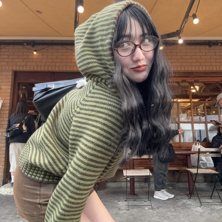 ストライプニットジップアップ GREEN