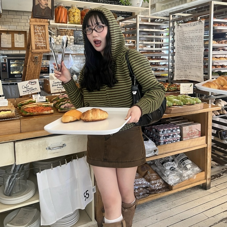 ストライプニットジップアップ GREEN