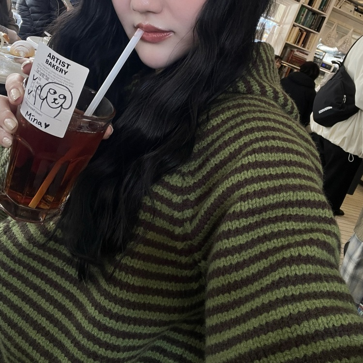 ストライプニットジップアップ GREEN