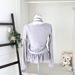 빈티지 여리핏 프릴 가디건 체크 레이어드 나시 머플러 세트