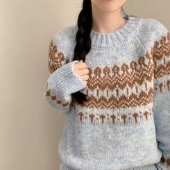 ノルディックラウンドニット SKY BLUE