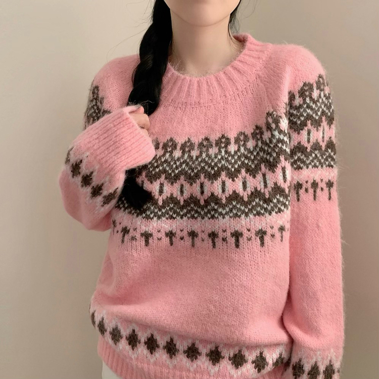 ノルディックラウンドニット PINK