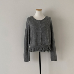 큐핑 펀칭 프릴 나시 크롭 가디건 투피스 세트