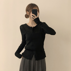 퀄리티 보장하는 포근 라운드 가을 버튼 뷔스티에 가디건 세트 탑세트 슬림핏 긴팔 레이어트 울 니트 상의 아우터 하객룩 블랙