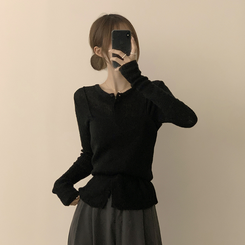 퀄리티 보장하는 포근 라운드 가을 버튼 뷔스티에 가디건 세트 탑세트 슬림핏 긴팔 레이어트 울 니트 상의 아우터 하객룩 블랙