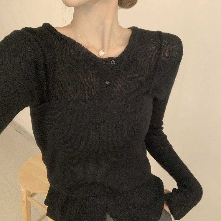 퀄리티 보장하는 포근 라운드 가을 버튼 뷔스티에 가디건 세트 탑세트 슬림핏 긴팔 레이어트 울 니트 상의 아우터 하객룩 블랙