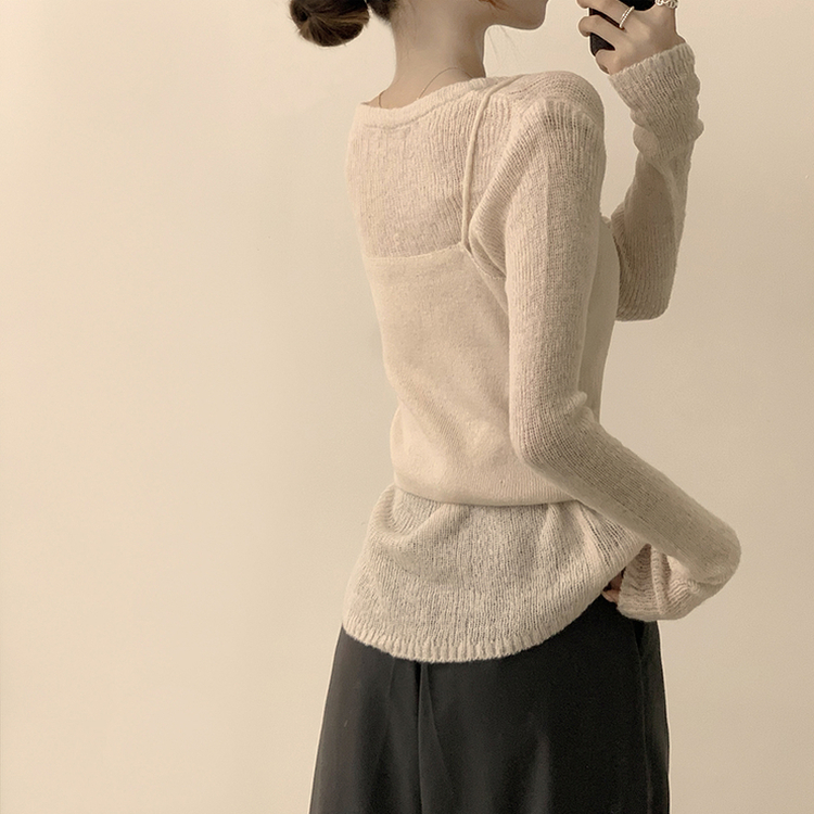 퀄리티 보장하는 포근 라운드 가을 버튼 뷔스티에 가디건 세트 탑세트 슬림핏 긴팔 레이어트 울 니트 상의 아우터 하객룩 베이지