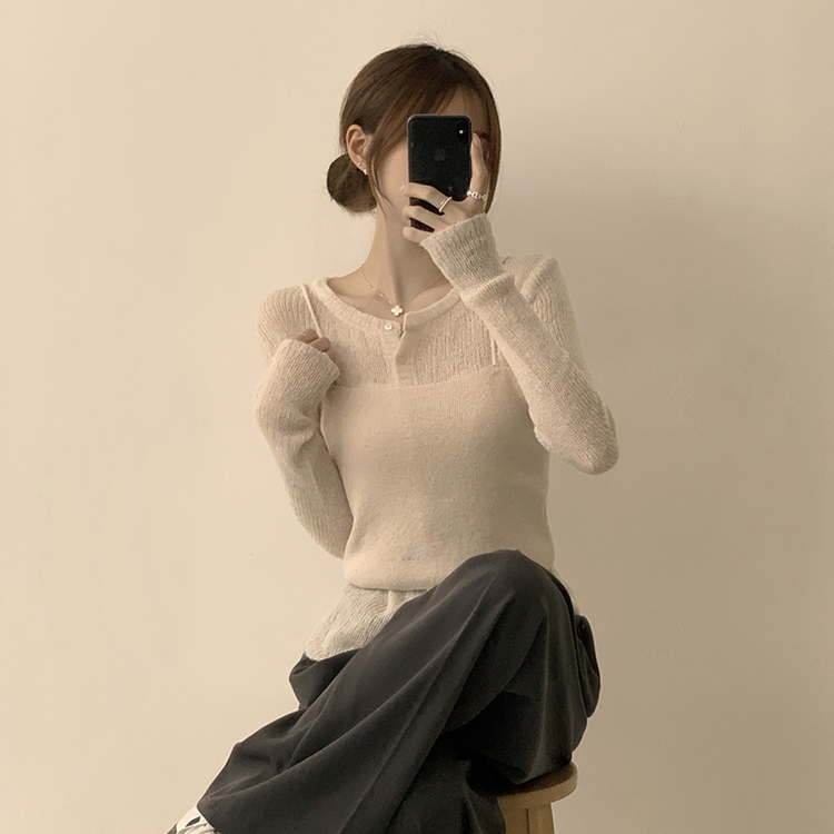 퀄리티 보장하는 포근 라운드 가을 버튼 뷔스티에 가디건 세트 탑세트 슬림핏 긴팔 레이어트 울 니트 상의 아우터 하객룩 베이지