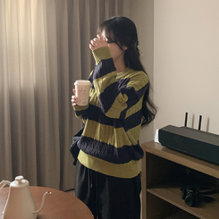 ケーブルビンテージストライプニット GREEN