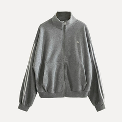 덤블 배색라인 후리스 투웨이 집업점퍼