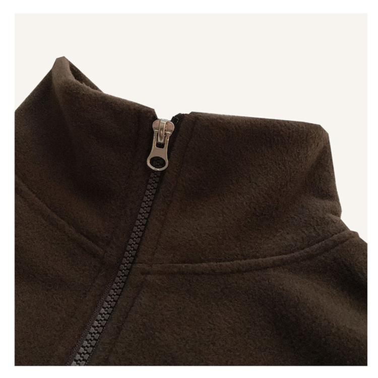 덤블 배색라인 후리스 투웨이 집업점퍼