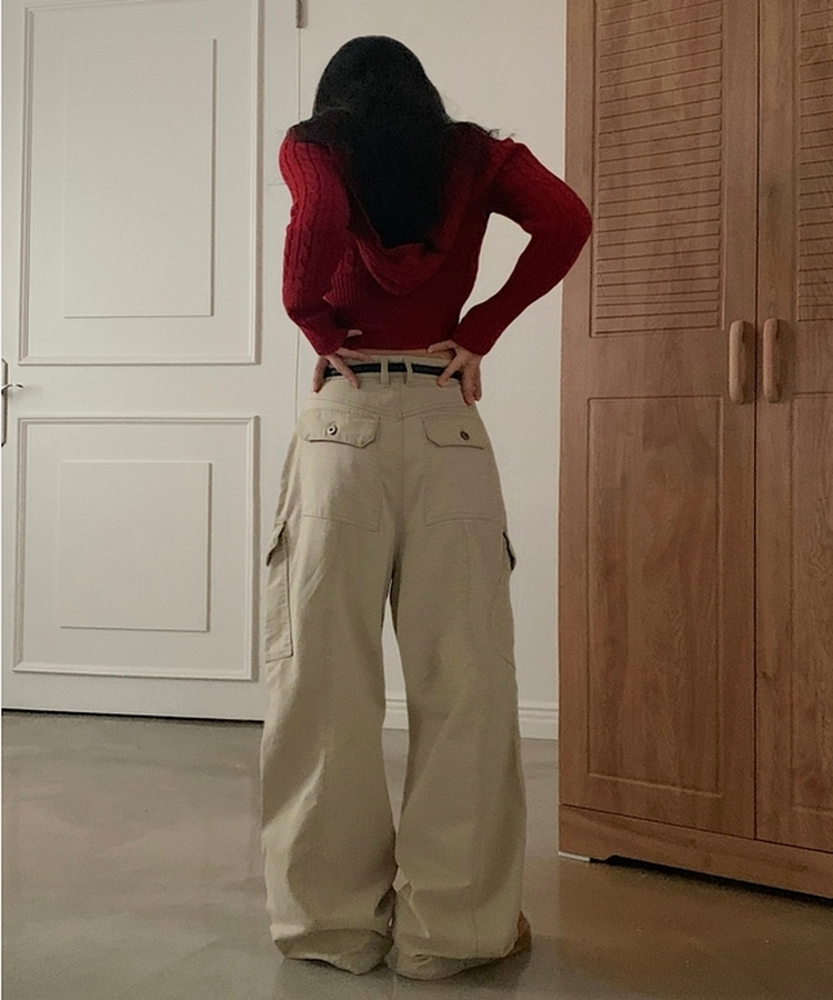 케인 피그먼트 워싱 핀턱 카고팬츠