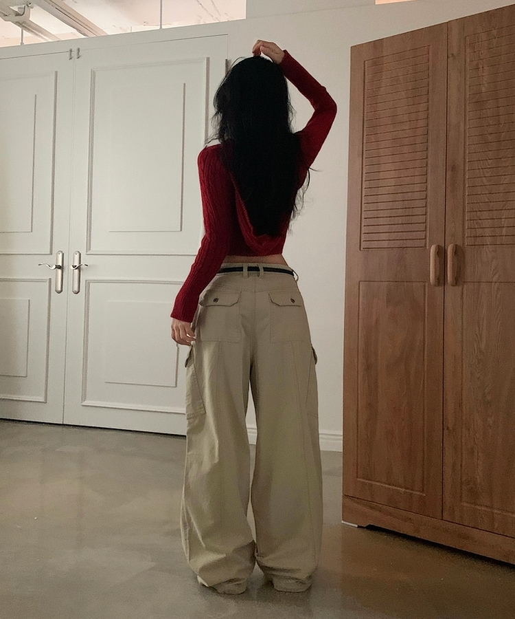 케인 피그먼트 워싱 핀턱 카고팬츠