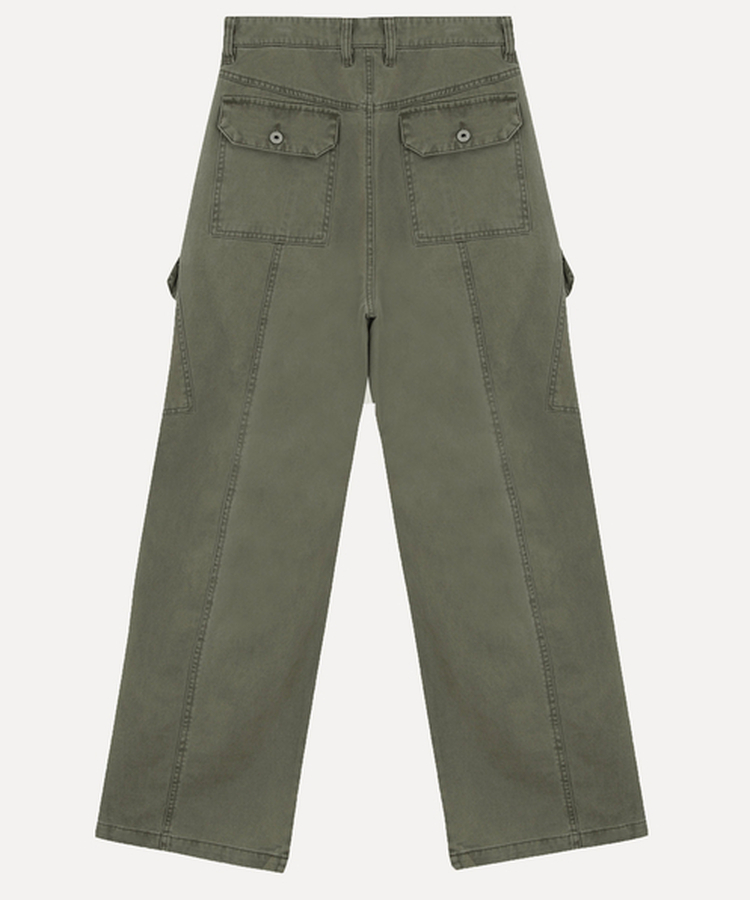 케인 피그먼트 워싱 핀턱 카고팬츠