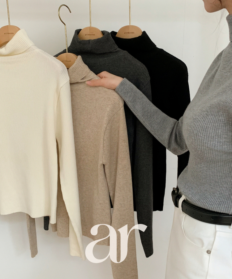 nt5263 (5컬러/여리실루엣/데일리베이직) 리엘라 소프트 골지 폴라 니트 GRAY