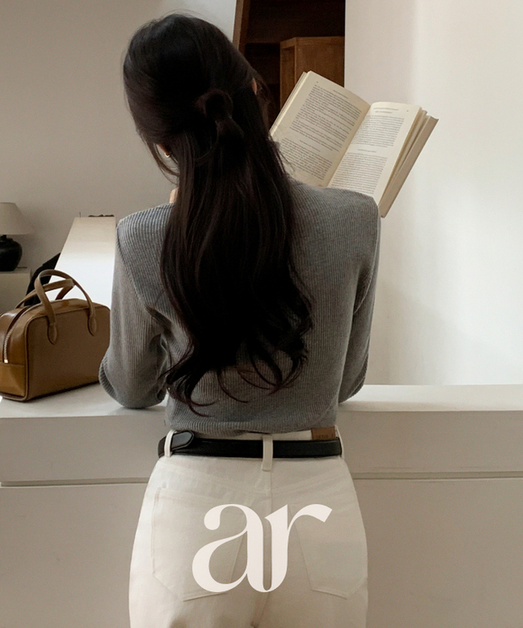 nt5263 (5컬러/여리실루엣/데일리베이직) 리엘라 소프트 골지 폴라 니트 GRAY