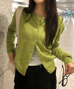 ラウンドニットカーディガン(5color) OLIVE