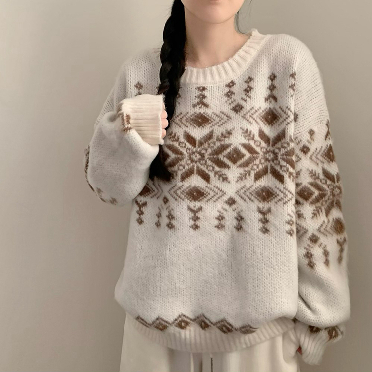 포포 노르딕 겨울 긴팔 니트 겨울옷 코위찬 삿포로 아이보리