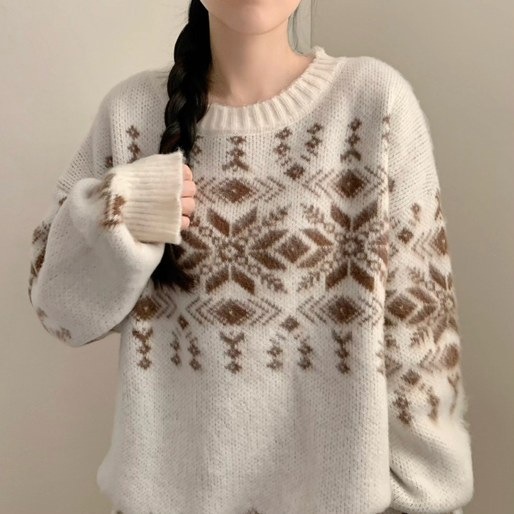 포포 노르딕 겨울 긴팔 니트 겨울옷 코위찬 삿포로 아이보리