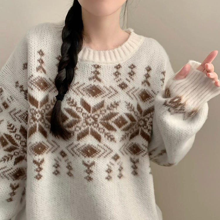 포포 노르딕 겨울 긴팔 니트 겨울옷 코위찬 삿포로 아이보리