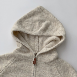 꾸안꾸 무드의 반집업 가을 긴팔 후드 반집업 세미 크롭 니트