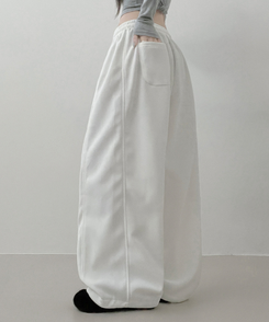 4계절팬츠옆절개와이드핏사이드스냅트레이닝롱팬츠 화이트