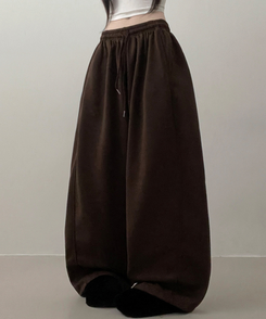 4계절팬츠옆절개와이드핏사이드스냅트레이닝롱팬츠 브라운