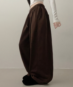 4계절팬츠옆절개와이드핏사이드스냅트레이닝롱팬츠 브라운